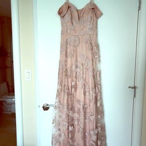 Pink Nude Formal Bridesmaid Flower Dress